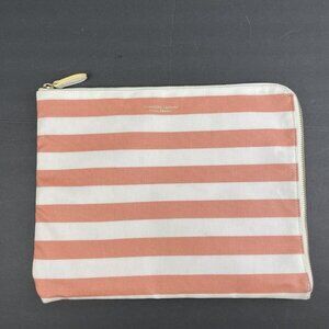 Samantha‎ Thavasa Petit Choice Clutch Peach White Striped Canvas Polyester